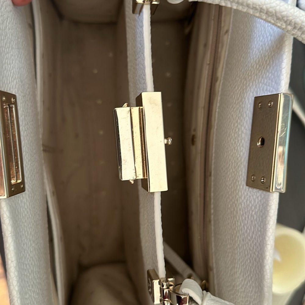 KATE SPADE EUC STRUCTURED WHITE LEATHER HANDBAG - Picture 4 of 6